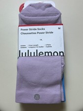 NWT 48 Lululemon Power Stride Crew Socks 3 Pack - LLAY/OAVE/WHT - Size M