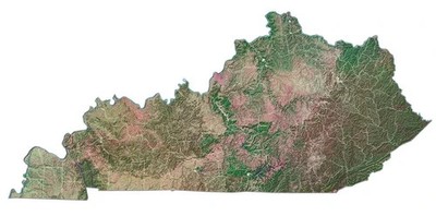 US American State Kentucky Satellite Map Poster Photo 24x36