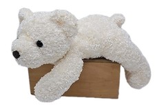 Dan Dee Collectors Choice Bear Plush White 15" Laying Curly Hair HTF