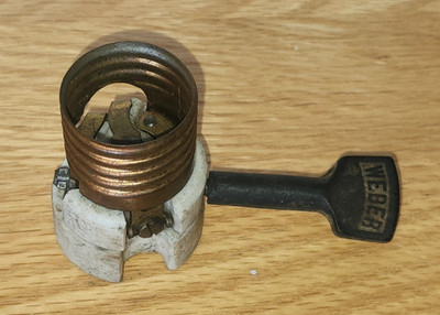 Rare Weber Turn Key Lamp Socket Interior with Long Paddle