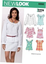  Sewing Pattern 6892 Misses Tops, Size A (6-8-10-12-14-16) 