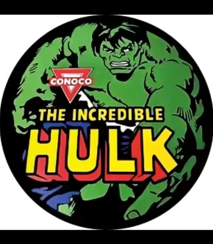 Vintage Style Conoco Gasoline Aluminum Sign - Green Hulk Comics Gas Pump Sign
