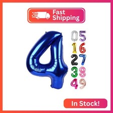NightBlue Number 4 Balloon 40 Inch, 4th Birthday Decorations Men Women