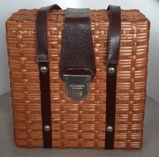 ANCIEN SAC /PANIER PIQUE NIQUE VINTAGE - VALISETTE MALLE EN ROTIN OSIER