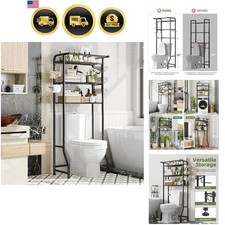 Over The Toilet Storage Cabinet, Metal Bathroom Shelf Organizer with Paper Ho...