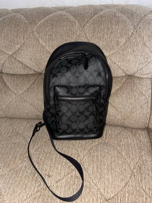NWT Coach 2853 Men's West Pack In SignatureCanvas & Leather Charcoal Black.