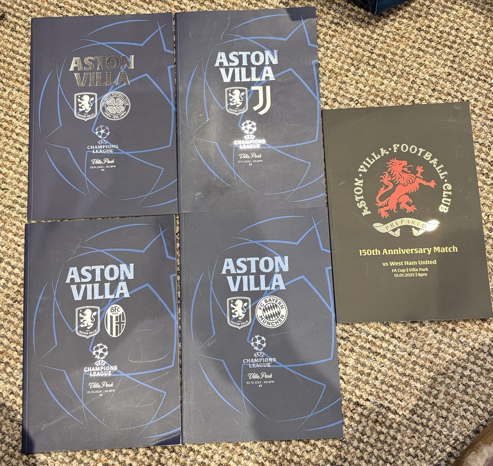 Aston Villa Champions League & 150th Anniversary Match Programme Bundle for sale on Ebay