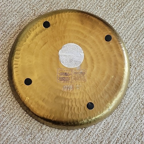 POTTERY BARN Round Tray Gold Brass Tone Candle Holder 11.25 In Pillar Candle - Picture 7 of 15
