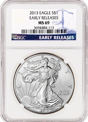 2013 MS-69  EARLY RELEASE  SILVER EAGLE,  NGC GRADED BEAUTY