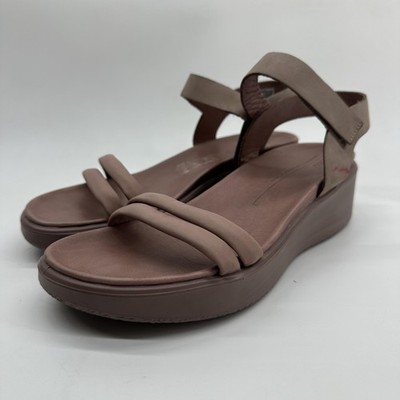 ECCO Wedge Slingback Sandals Shoes Womens Size 9.5 Pink Leather Platform Comfort