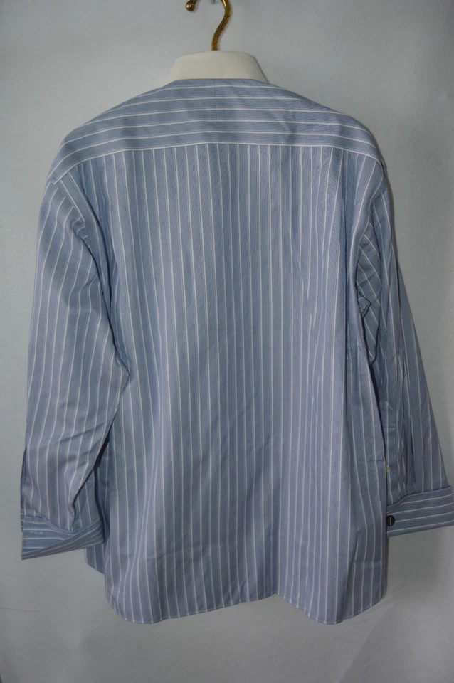 Jos A Bank Signature Mens Blue Striped Dress Shirt Sz 16.5-34 French Cuff NWT - Image 2 of 4