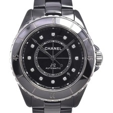 Chanel H5702 J12 38mm 12P Diamond Black Automatic Men's Watch Ceramic #AOHW3752