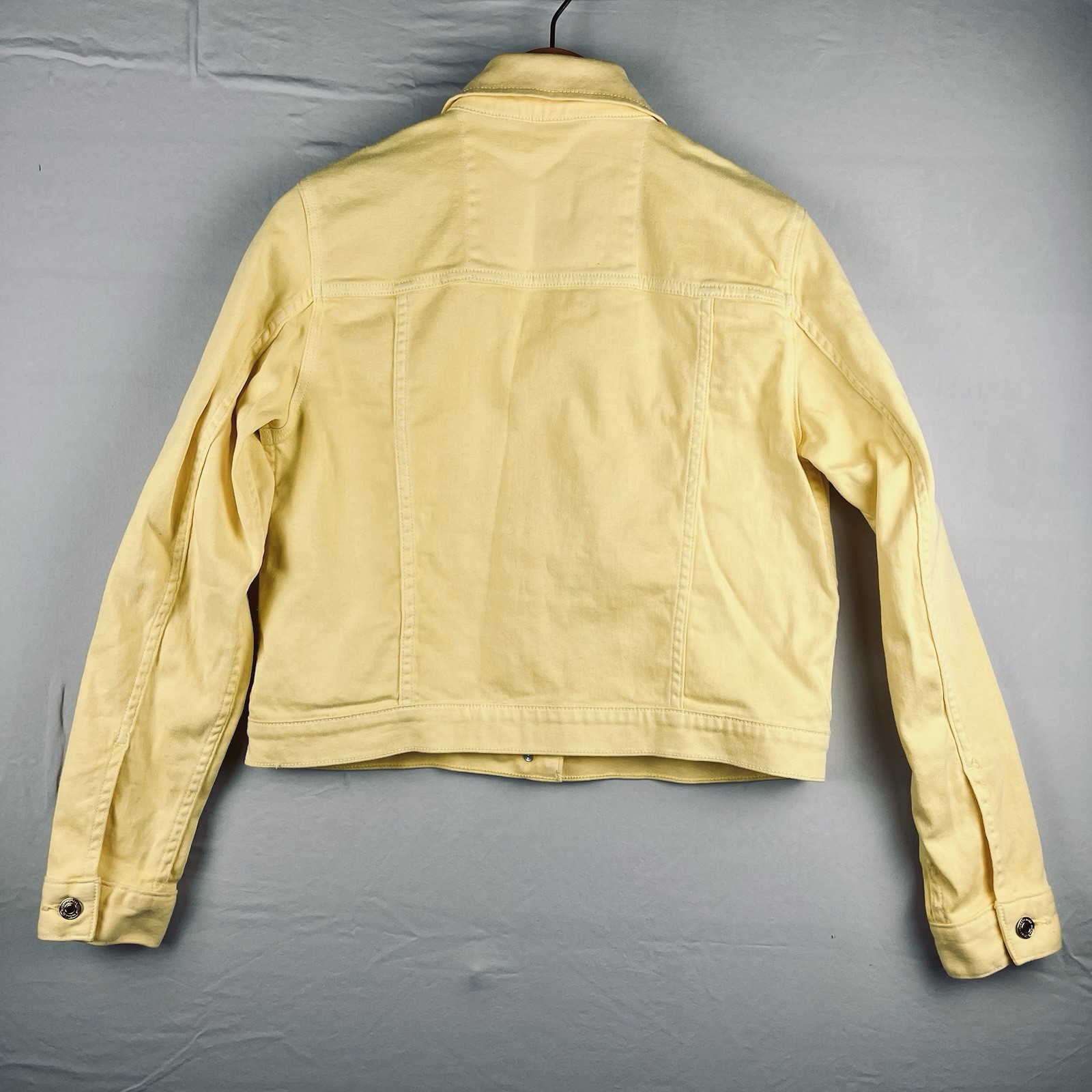 Michael Kors Butter Yellow Stretch Denim Jacket Size M thumbnail 5