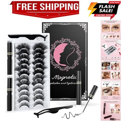 Magnetic Eyelashes Kit with Eyeliner - Magnetic Lashes Natural Look & Reusabl...