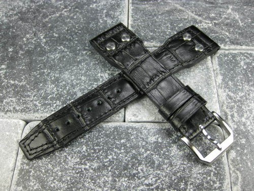 Cinturino Orologio Militare In Vera Pelle Nera 18mm – Vintage NOS Anni '70 – Originale Stock Antico