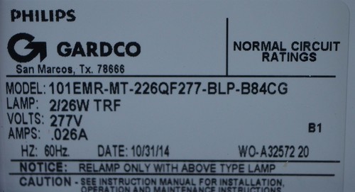 Philips Gardco Remote Emergency Lighting Sconce 101EMR-MT-226QF277-BLP-B84CG ++ - Picture 2 of 3