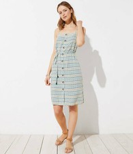 NWT LOFT Beach Mosaic Button Down Midi Dress - Coconut - Size X Small