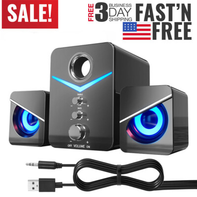 #ad Computer Speakers Surround Sound System Wired PC Speakers Gaming Bass 3.5mm Jack $19.99