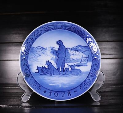 Royal Copenhagen Weihnachtsteller 1978 Greenland Scenery Husky - Signatur 5#O