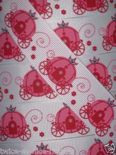 5 yds 7/8" PRINCESS CINDERELLA PUMPKIN CARRIAGE GROSGRAIN RIBBON 4 HAIRBOW BOW