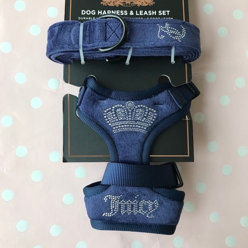 Juicy Couture Pet 6 Ft Velour Dog Leash & Bedazzled Harness SET Blue Size : XS - Imagen 3 de 6