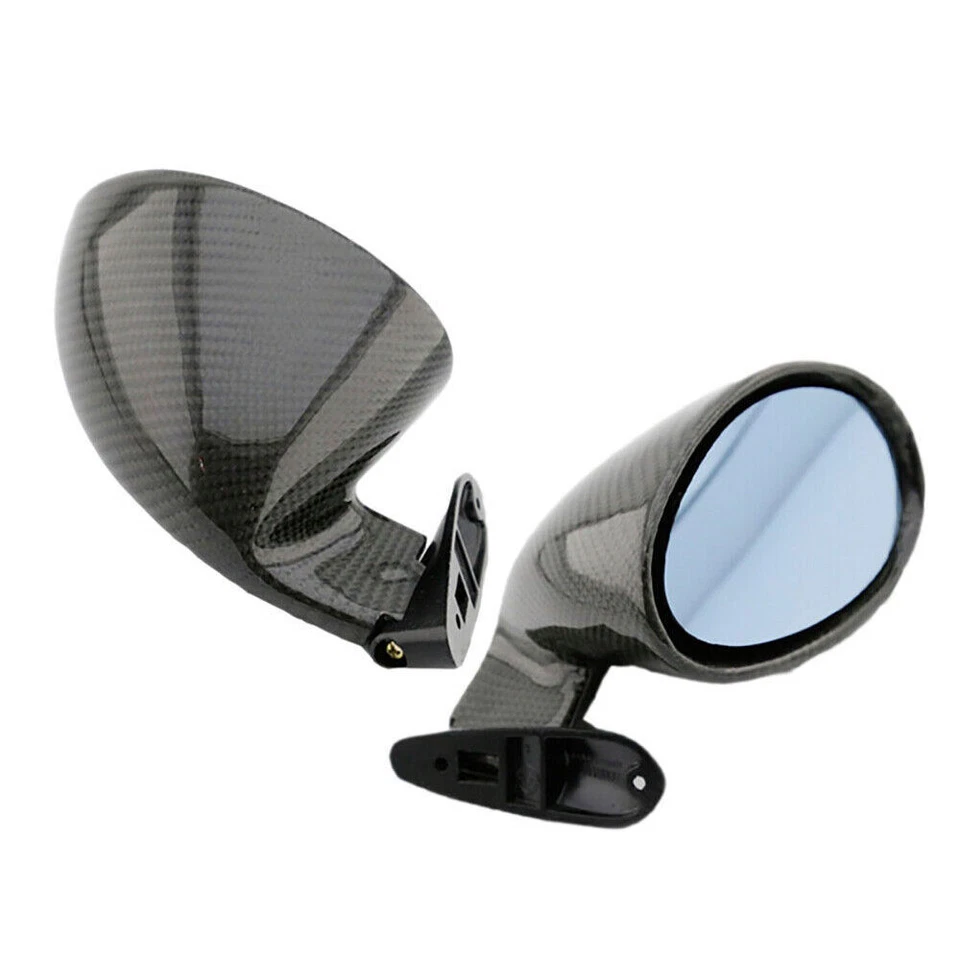 2PCS F1 Style Carbon Fiber Look Universal Racing Car Side Wing Rearview Mirrors - Image 3 of 4