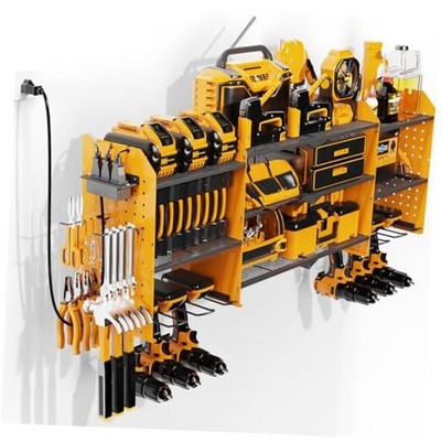 Power Tool Organizer with Charging Station,4-in-1 Upgrade Large Power Yellow