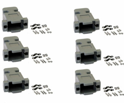 6 x DB9 D-SUB 9 Pin RS232 Serial Plastic Hood Shell Solder Connector Cover Lot
