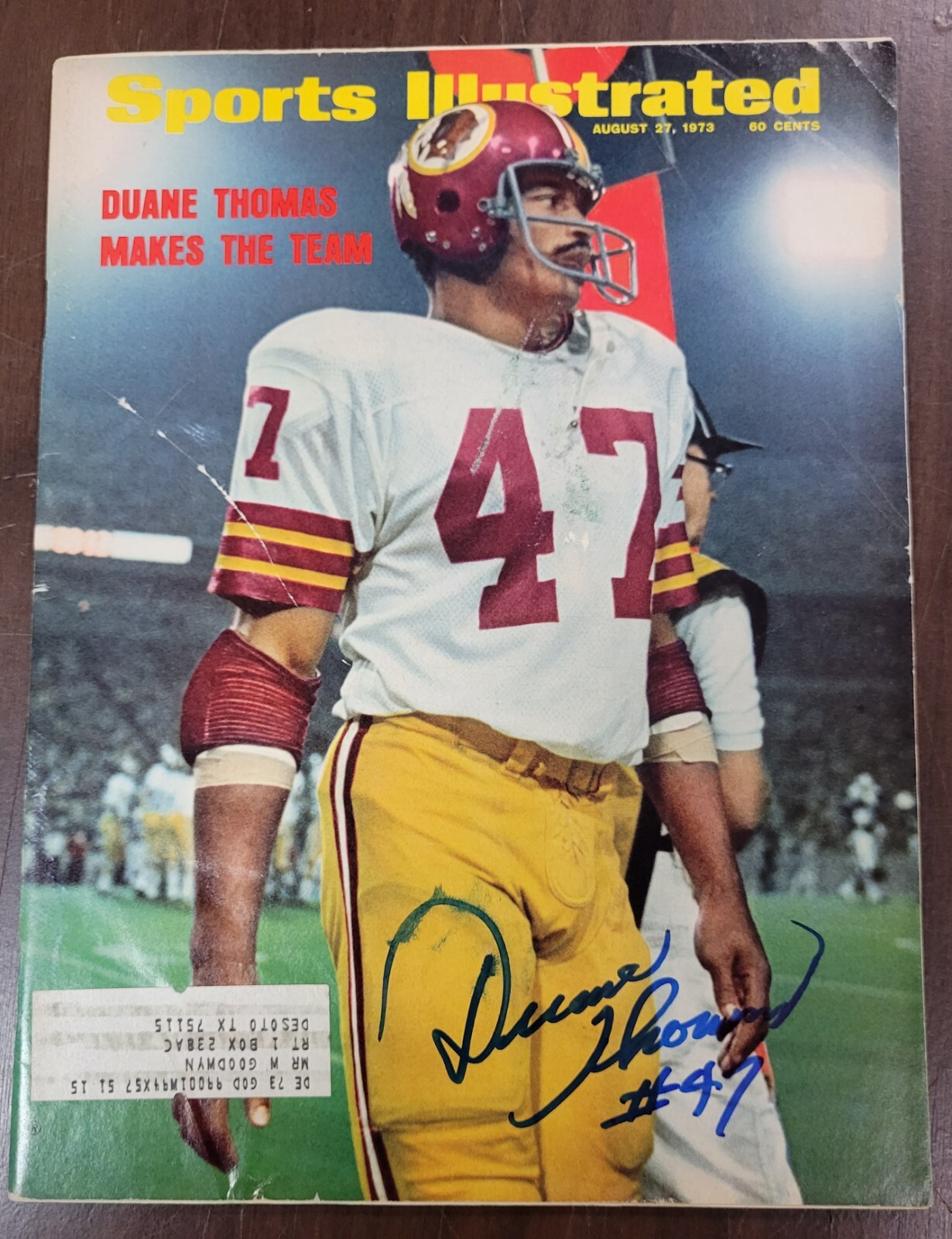 Duane Thomas Autographed Signed Dallas Cowboys Sports Illustrated Mag 8/27/73 Beckett Auto Wash Redskins 