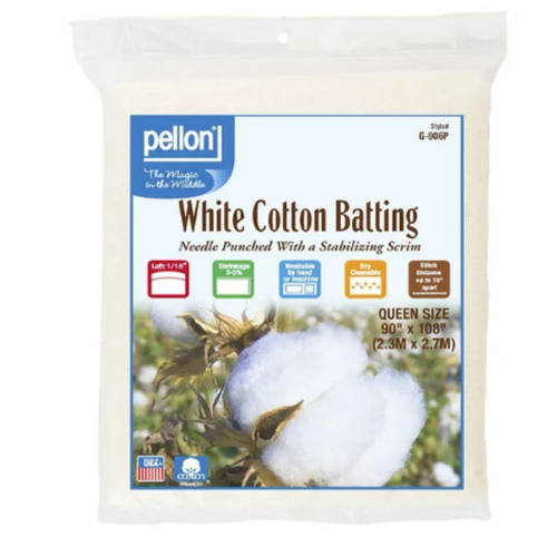 Pellon White Cotton Quilting Batting, 90" x 108" Queen Size Precut eBay