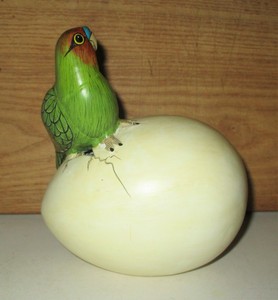 Vintage Ceramic Baby Parrot Hatching From Egg Signed J Coral Ebay
