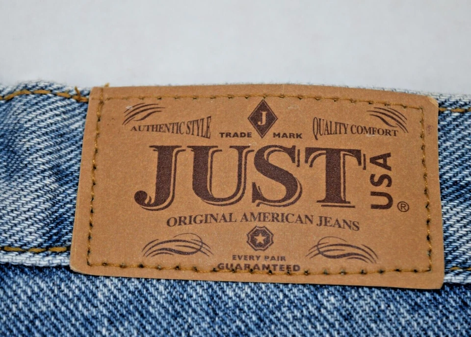 Pantalones Cortos Jean Vintage Just USA Talla XS/S 90s Azul Lavado Cinta Rayas Lateral NW0T Foto 3 de 4