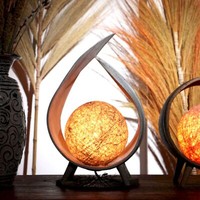 Natural Coconut Table Lamp Unique LED Electric Boho Accent Light Decor Handmade