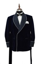 Christmas Party Velvet Quilted Robe for Men Vintage Smoking Dressing Gown Jacket