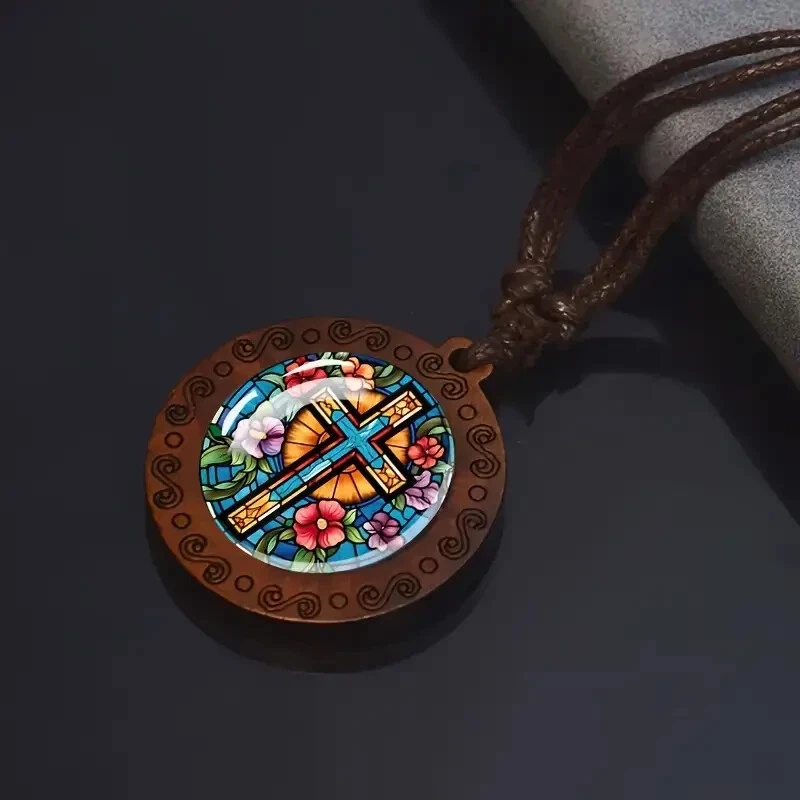 Boho Ethnic Cross Wooden Pendant Necklace Men's Women's Jewellery — 第 3/4 张图片