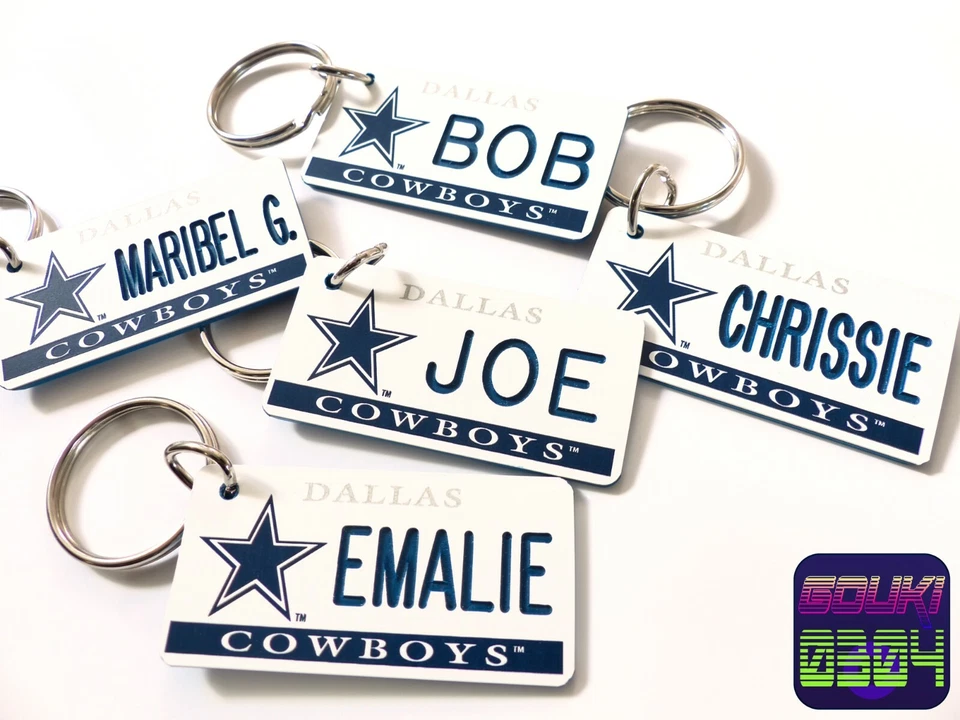 Personalized Dallas Cowboys Keychain Tag - Custom Engraved Any Name Text - NFL - Image 4 of 4