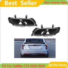 2 X Tubi Coda Marmitta Doppio Scarico Posteriore Punta Nera per Cadillac CT5 2020-2024