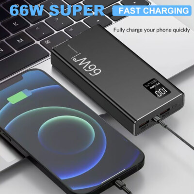 66W 30000mAh Power Bank Fast Charger External Portable Battery Pack 2USB Type-C