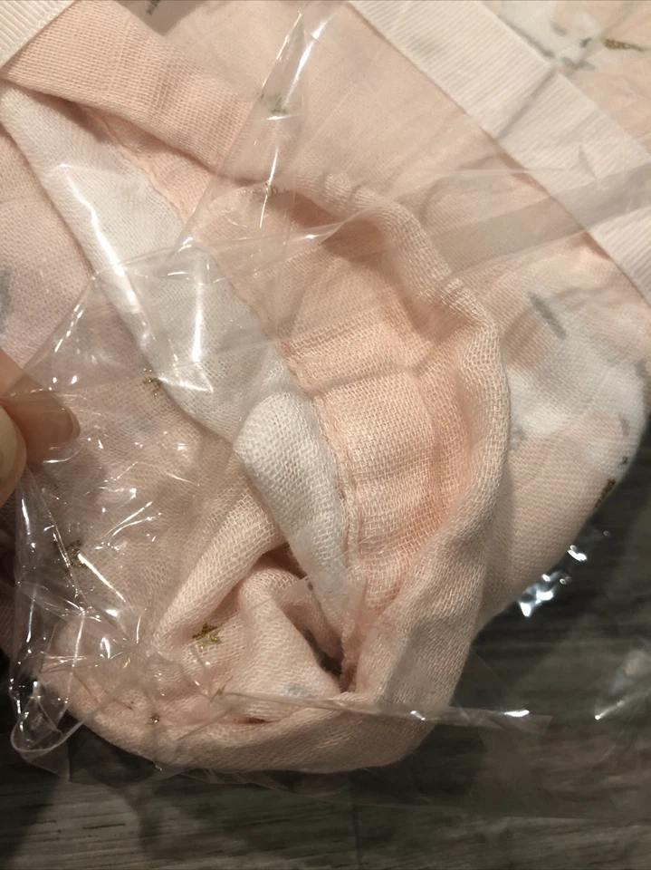 New Mud Pie Baby Blanket Pink Unicorn Muslin /Trim 36x36” Baby Girl Shower Gift - Image 2 of 4