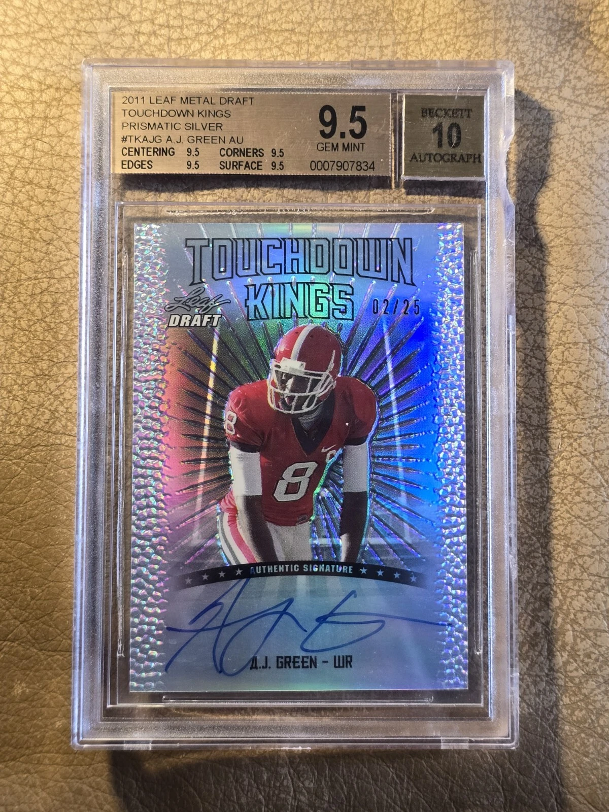 AJ Green Leaf Metal Draft Touchdown Kings Autographs #TKAJG Silver