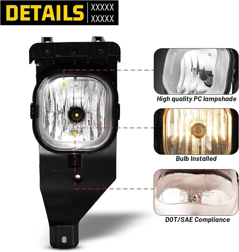 For 2005 -2007 Ford F-250 F-350 F-450 F-550 Super Duty Clear Pair Fog Lights - Image 4 of 4
