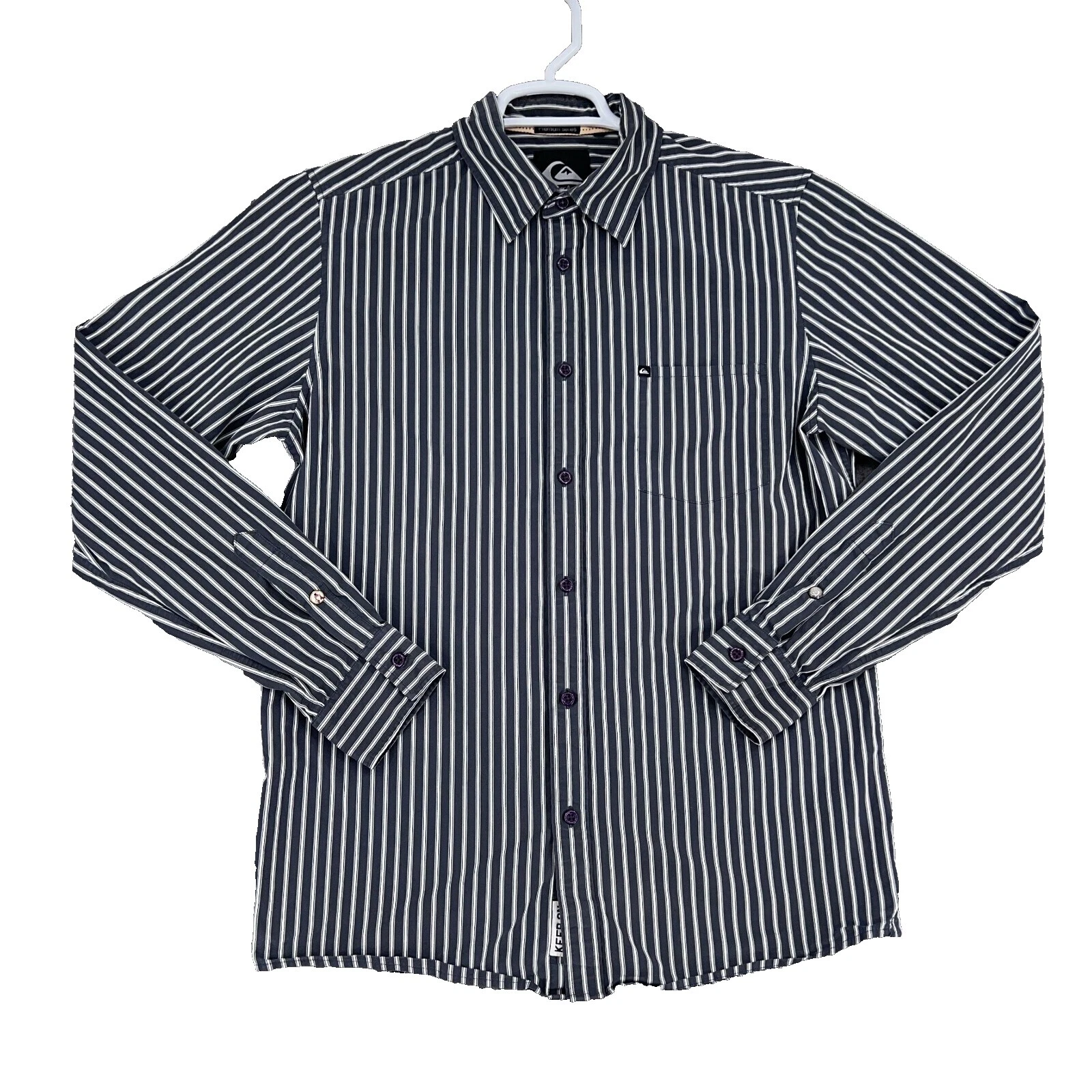 Quiksilver 尼龙条纹纽扣衬衫男士