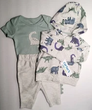 Carter's Baby Boy Dinosaur 3-Piece Jacket Outfit Size 0-3 Months