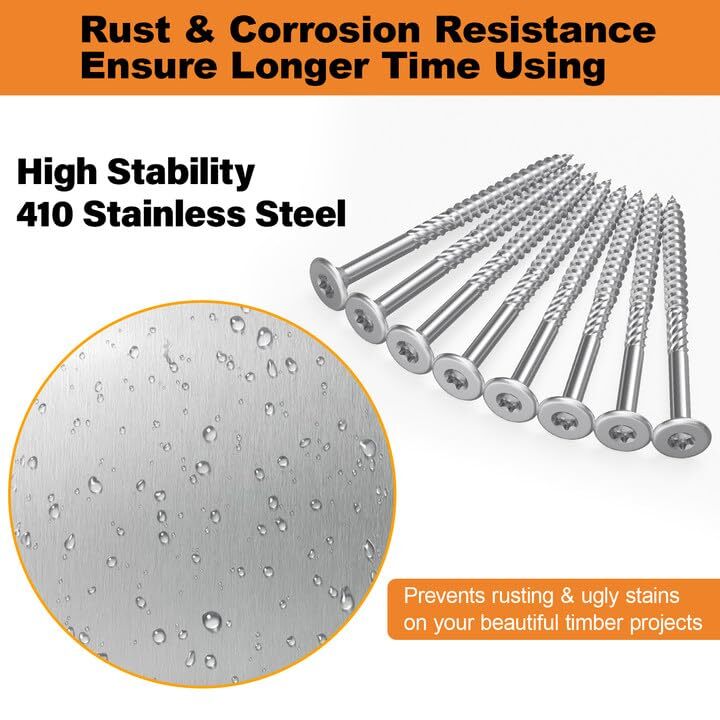 10 × 21/2" Stainless Steel Wood Screws, 350Pcs Deck Screws T25 x 2.5