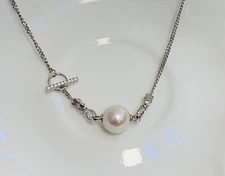 NWOT S925 Cuban Chain CZ Fresh Water 12.2mm Edison Pearl Necklace Multiple Use