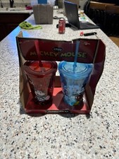 New Gift Set Mickey Minnie Mouse Acrylic Tumbler Set W/straws