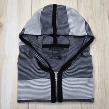 Armani Exchange 100% Merino Wool Full Zip Hoodie Mens XL Slim Striped Sweater