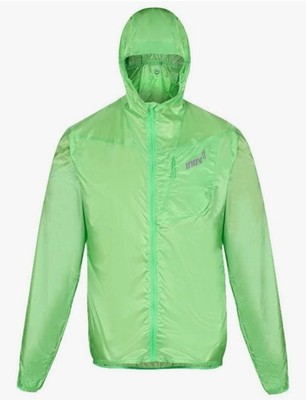 Inov-8 Windshell Jacket Men s Large Green Super Lightweight Hooded Packable Run