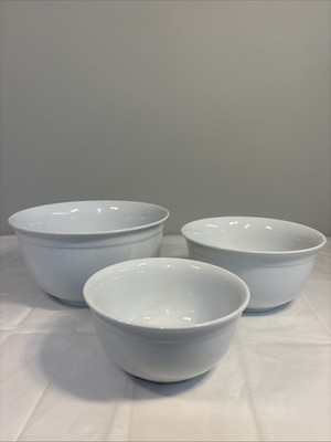 Food Network Ceramic Nesting Mixing Serving Bowls Set Of 3 White