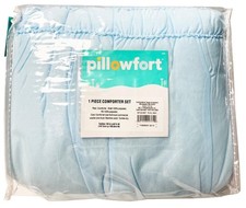 NEW PIllowfort Toddler Size Light Blue Comforter Ruched Bedding 42  x 58  